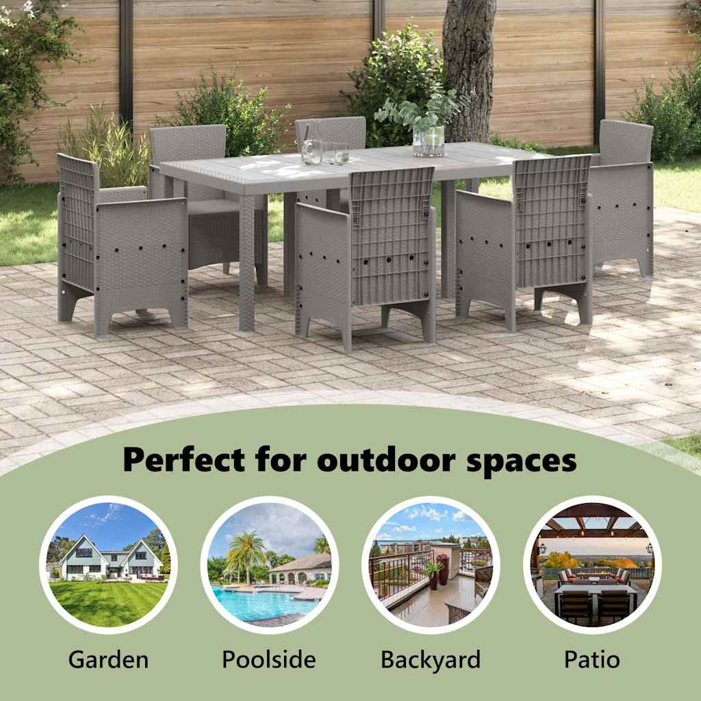 Garden Table Light Grey 200 x 100 x 73 cm Poly Rattan