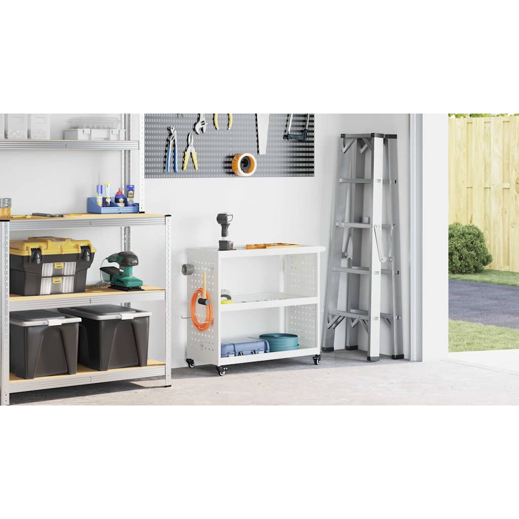 Tool Trolley with Shelf White 75 x 35 x 73 cm Cold-rolled Steel