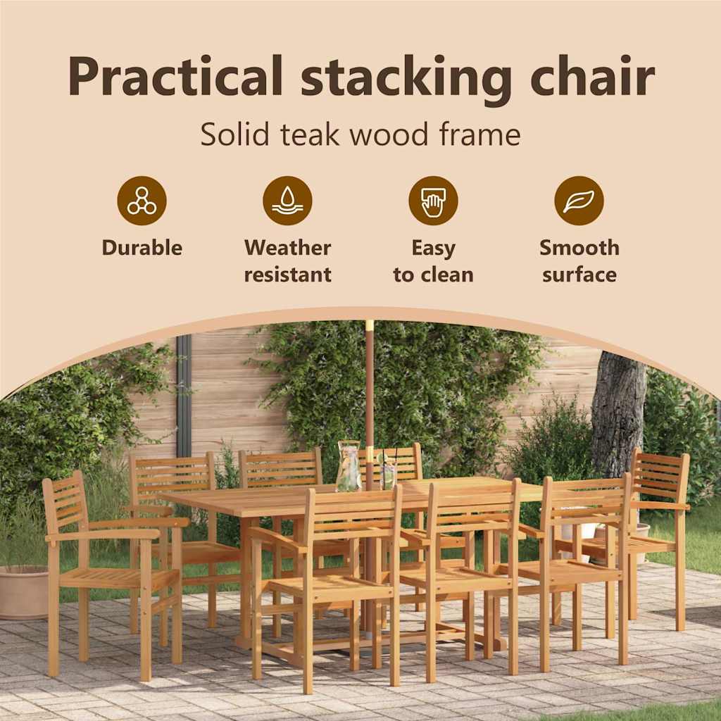 Chair 8 pcs Brown 56 x 55 x 90.5 cm Solid Teak Wood