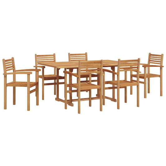 Garden Dining Set 7 pcs Natural Solid Acacia Wood Garden Dining Set 7 pcs Natural Solid Acacia Wood