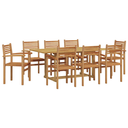 Garden Dining Set 9 pcs Brown Solid Teak Wood Garden Dining Set 9 pcs Brown Solid Teak Wood