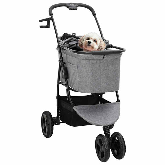 Folding Pet Stroller Adjustable Grey 78 x 54 x 101 cm Polyester Folding Pet Stroller Adjustable Grey 78 x 54 x 101 cm Polyester