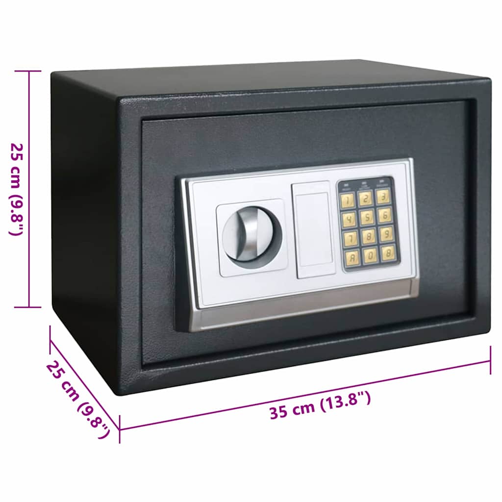 Digital Safe with Lock Dark grey 35 x 25 x 25 cm Steel
