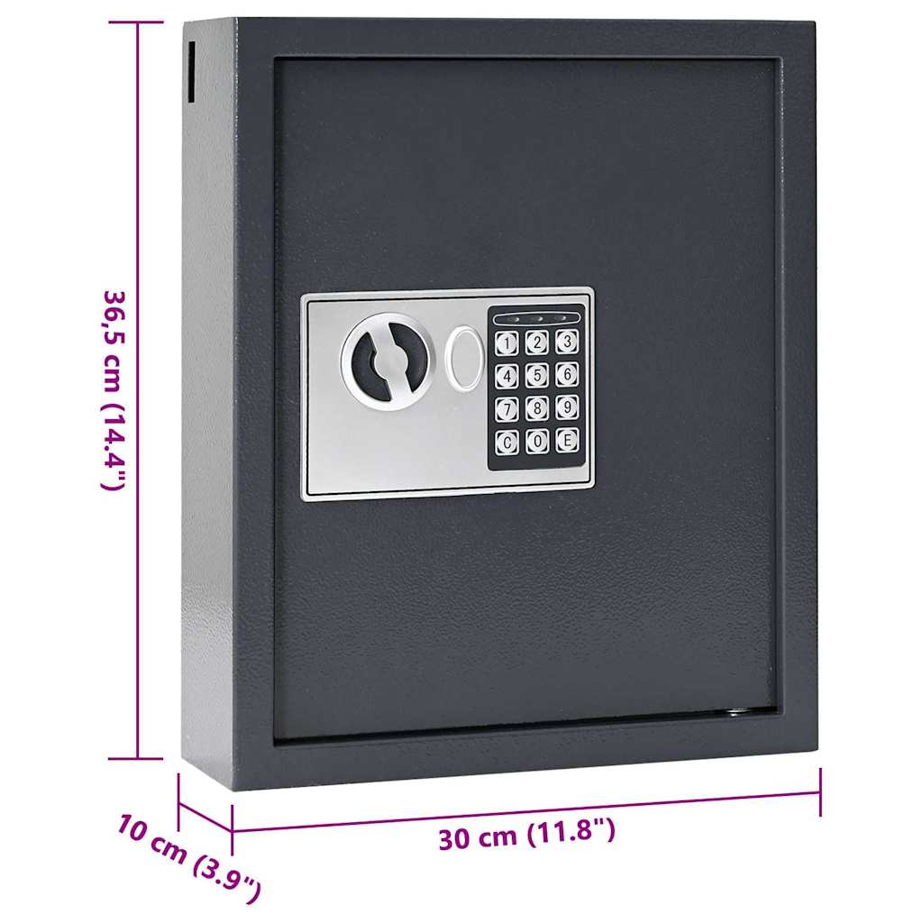 Digital Safe with Lock Dark grey 30 x 10 x 36.5 cm Steel