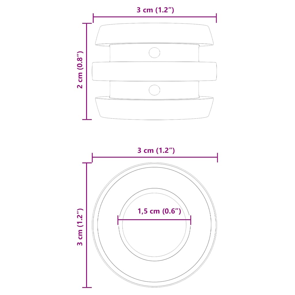 Football Table Bumpers 3 x 3 x 2 cm Rod 16 pcs Black