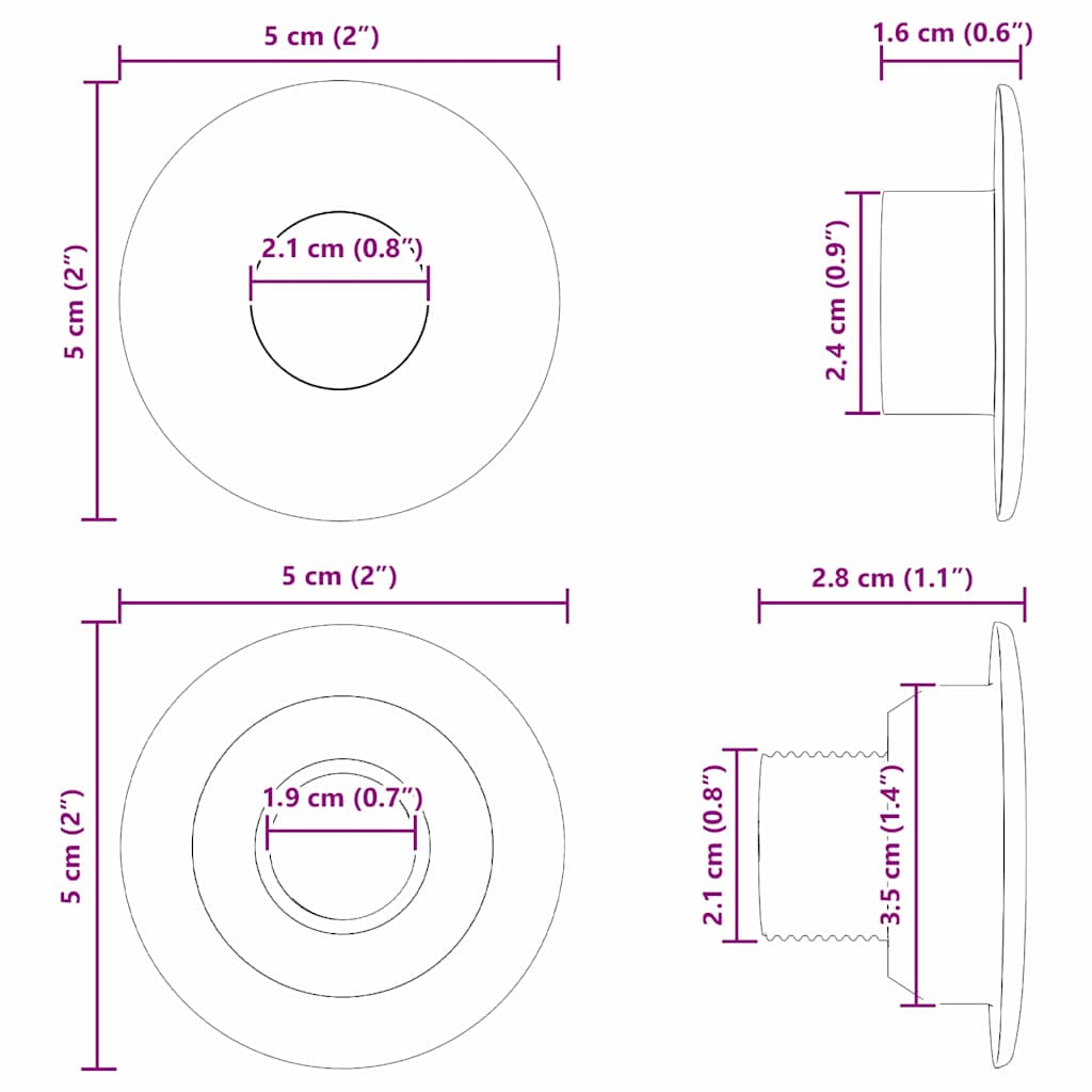 Football Table Bearings for 5 x 5 x 2.8 cm Rod 10 pcs