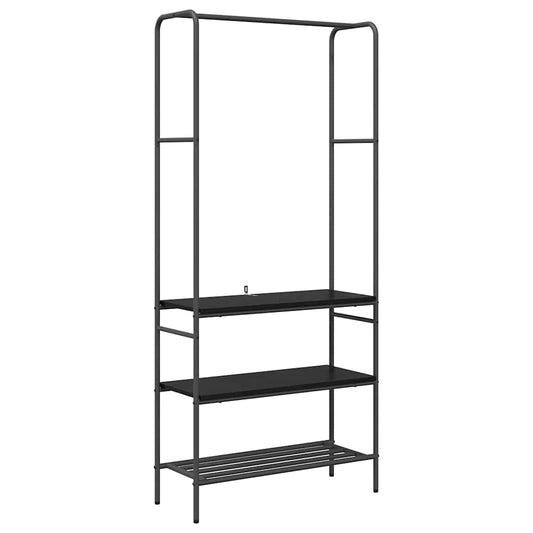 Clothes Rack Black Oak 77 x 30 x 171 cm Engineered Wood Clothes Rack Black Oak 77 x 30 x 171 cm Engineered Wood