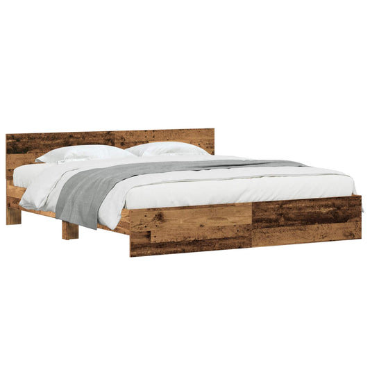 Bed Frame Old Wood 203 x 185 x 70 cm Engineered Wood Bed Frame Old Wood 203 x 185 x 70 cm Engineered Wood