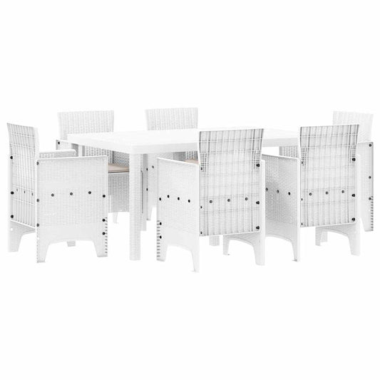 Garden Dining Set 7 pcs White Polt rattan Garden Dining Set 7 pcs White Polt rattan