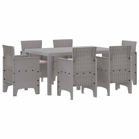 Garden Dining Set 7 pcs Light Grey Polt rattan Garden Dining Set 7 pcs Light Grey Polt rattan