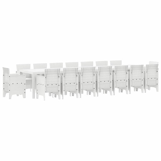 Garden Dining Set with Cushions 17 pcs White PP Garden Dining Set with Cushions 17 pcs White PP