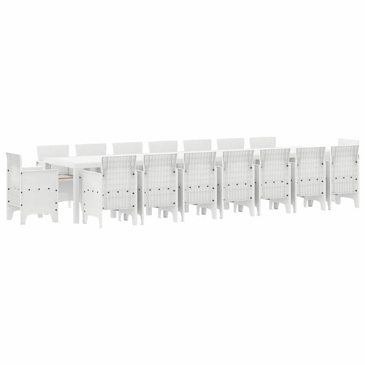 Garden Dining Set with Cushions 17 pcs White PP Garden Dining Set with Cushions 17 pcs White PP