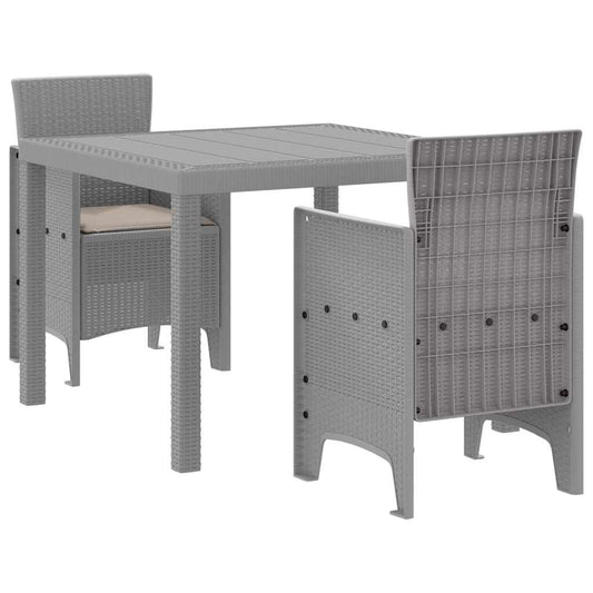 Garden Dining Set 3 pcs Light Grey Polypropylene Garden Dining Set 3 pcs Light Grey Polypropylene