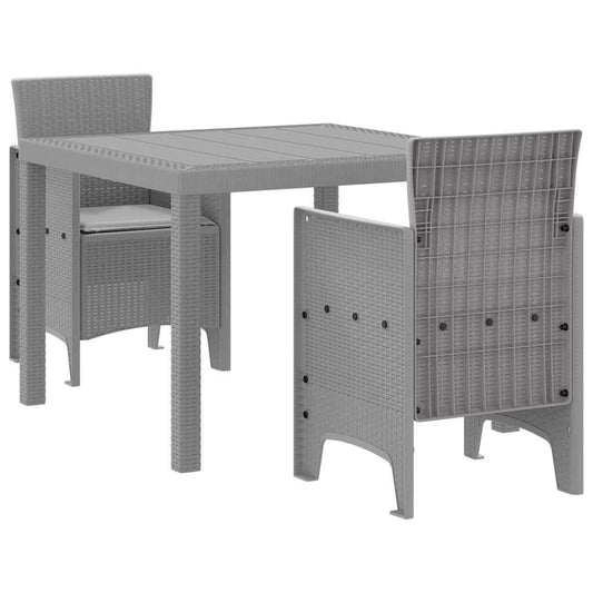 Garden Dining Set 3 pcs Light Grey Polypropylene Garden Dining Set 3 pcs Light Grey Polypropylene