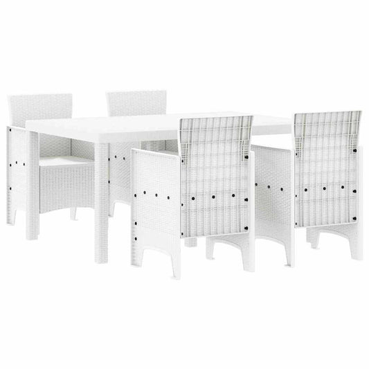 Garden Dining Set 5 pcs White Polt rattan Garden Dining Set 5 pcs White Polt rattan