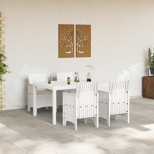 Garden Dining Set 5 pcs White Polt rattan Garden Dining Set 5 pcs White Polt rattan