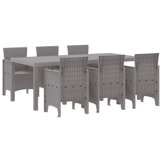 Garden Dining Set 7 pcs Light Grey Polypropylene Garden Dining Set 7 pcs Light Grey Polypropylene