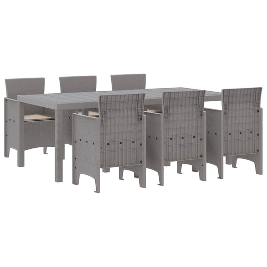 Garden Dining Set 7 pcs Light Grey Polypropylene Garden Dining Set 7 pcs Light Grey Polypropylene