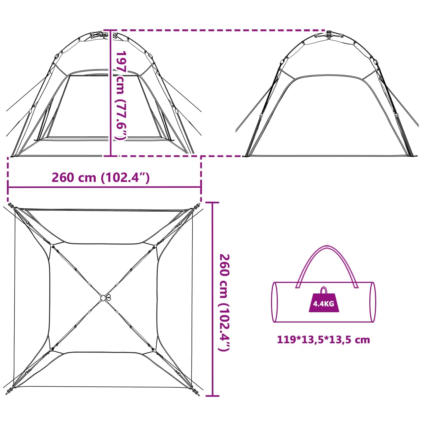 Instant Tent 4-Person Quick-Release Azure Blue 185T Polyester