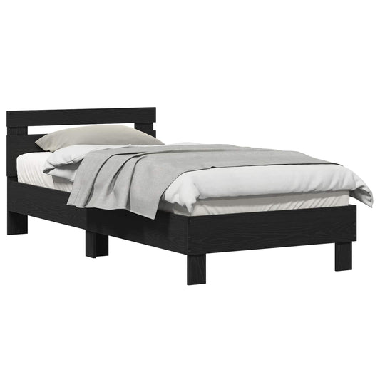Bed Frame Black Oak 203 x 95 x 70 cm Engineered Wood Bed Frame Black Oak 203 x 95 x 70 cm Engineered Wood