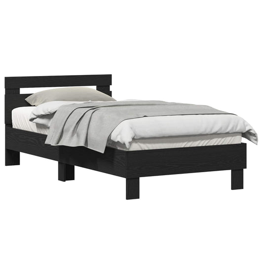 Bed Frame Black Oak 193 x 95 x 88 cm Engineered Wood Bed Frame Black Oak 193 x 95 x 88 cm Engineered Wood
