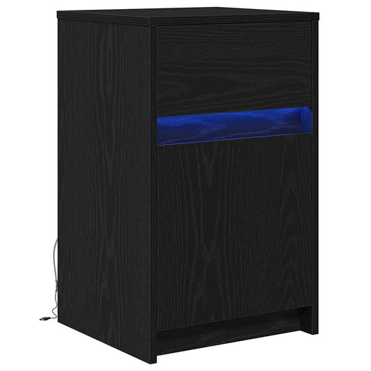 LED Bedside Cabinet Black oak 38 x 34 x 61 cm Engineered wood LED Bedside Cabinet Black oak 38 x 34 x 61 cm Engineered wood