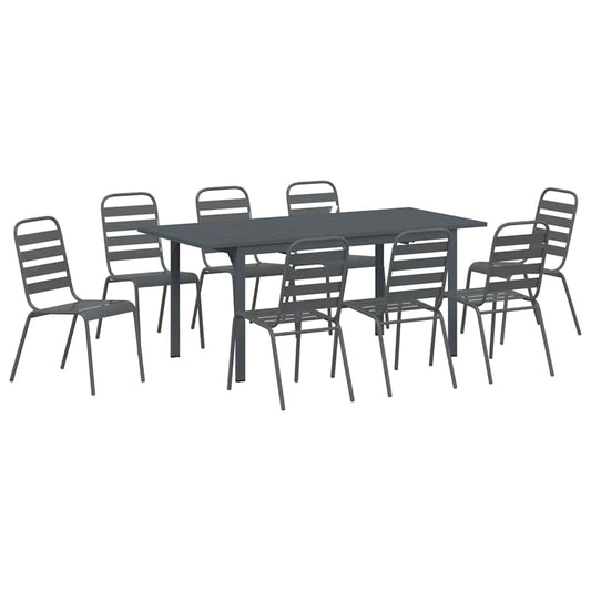 Garden Dining Set 9 pcs Anthracite Powder-coated Steel Garden Dining Set 9 pcs Anthracite Powder-coated Steel