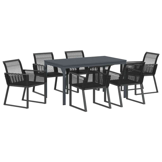 Garden Dining Set 7 pcs Black Poly Rattan Garden Dining Set 7 pcs Black Poly Rattan