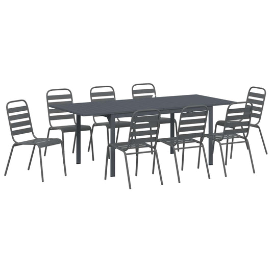 Garden Dining Set 9 pcs Anthracite Powder-coated Steel Garden Dining Set 9 pcs Anthracite Powder-coated Steel