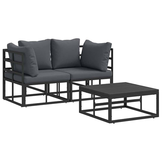 Garden Sofa Set 3 pcs Black Metal Garden Sofa Set 3 pcs Black Metal