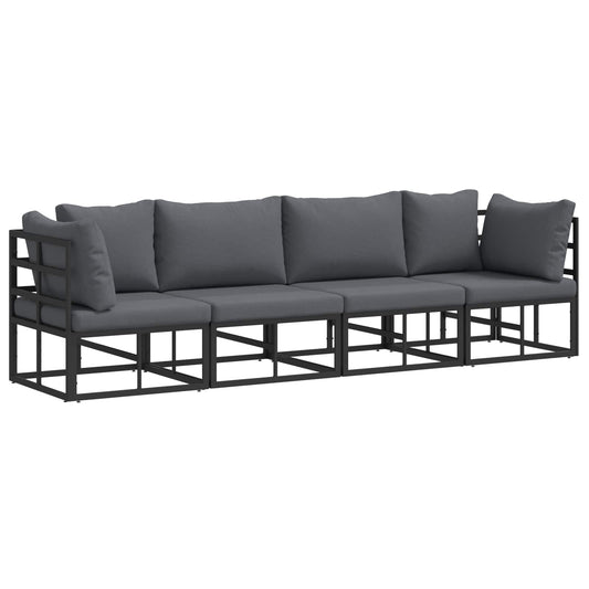 Garden Sofa Set 4 pcs Black Metal Garden Sofa Set 4 pcs Black Metal