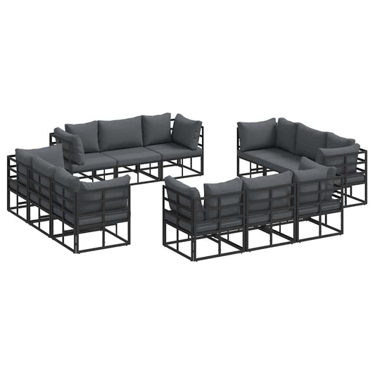 Garden Sofa Set 12 pcs Black Metal Garden Sofa Set 12 pcs Black Metal