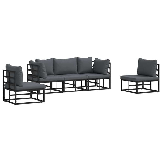 Garden Sofa Set with Cushion 5 pcs Black Aluminium Garden Sofa Set with Cushion 5 pcs Black Aluminium