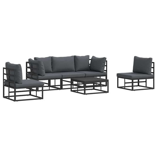 Garden Sofa Set with Cushion 6 pcs Black Aluminium Garden Sofa Set with Cushion 6 pcs Black Aluminium