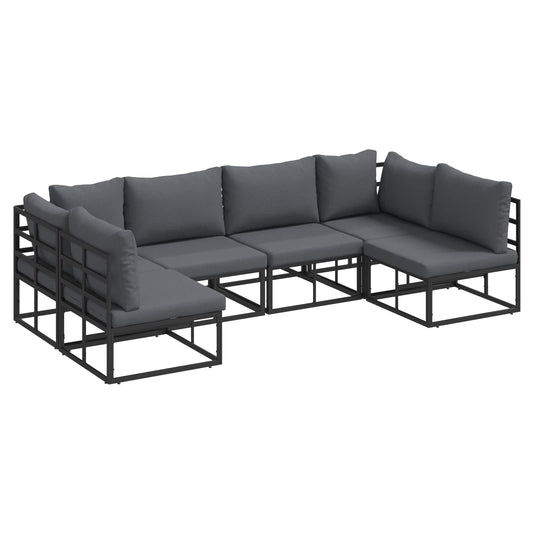 Garden Sofa Set with Cushion 6 pcs Black Aluminium Garden Sofa Set with Cushion 6 pcs Black Aluminium