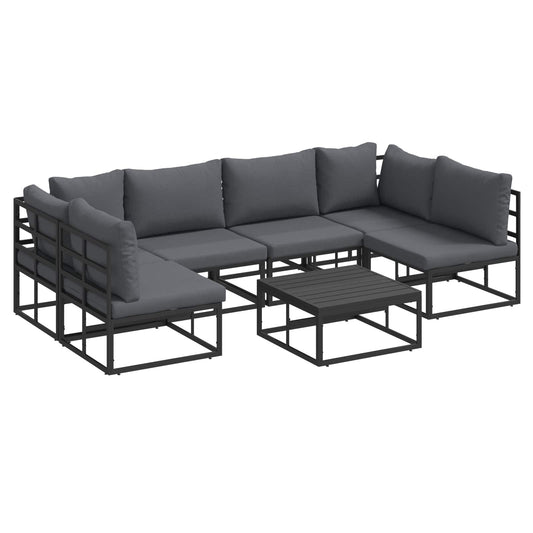 Garden Sofa Set with Cushion 7 pcs Black Aluminium Garden Sofa Set with Cushion 7 pcs Black Aluminium