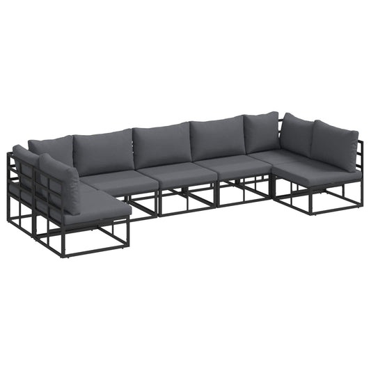 Garden Sofa Set with Cushion 7 pcs Black Aluminium Garden Sofa Set with Cushion 7 pcs Black Aluminium