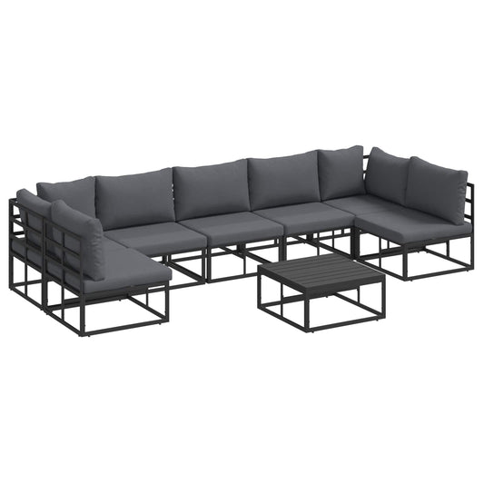 Garden Sofa Set with Cushion 8 pcs Black Aluminium Garden Sofa Set with Cushion 8 pcs Black Aluminium