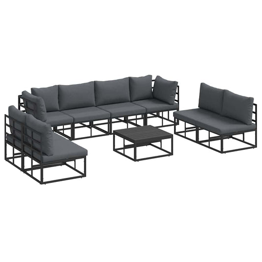 Garden Sofa Set with Cushion 9 pcs Black Aluminium Garden Sofa Set with Cushion 9 pcs Black Aluminium