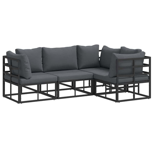 Garden Sofa Set 4 pcs Black Aluminium Garden Sofa Set 4 pcs Black Aluminium
