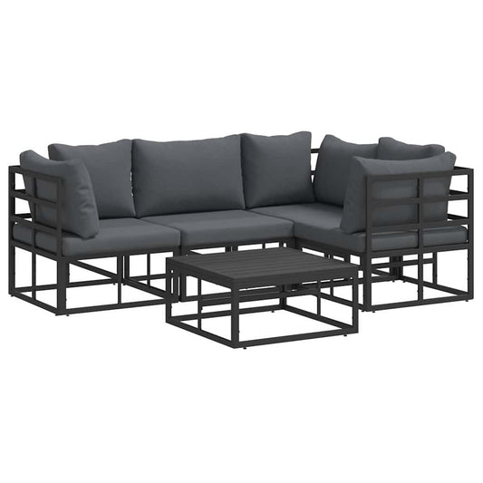Garden Sofa Set with Cushion 5 pcs Black Aluminium Garden Sofa Set with Cushion 5 pcs Black Aluminium