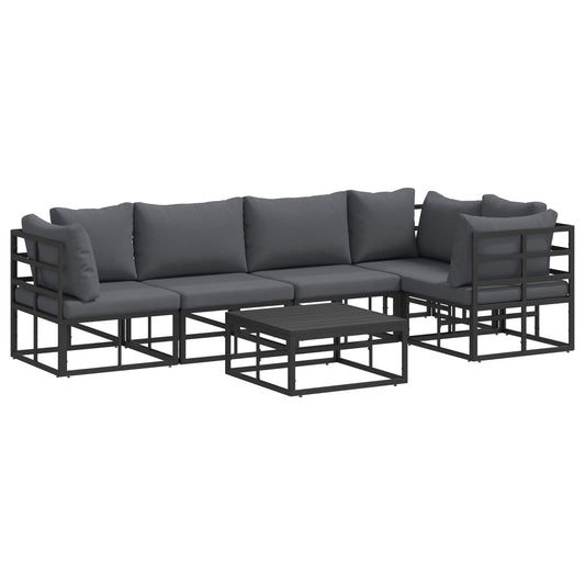 Garden Sofa Set with Cushion 6 pcs Black Aluminium Garden Sofa Set with Cushion 6 pcs Black Aluminium
