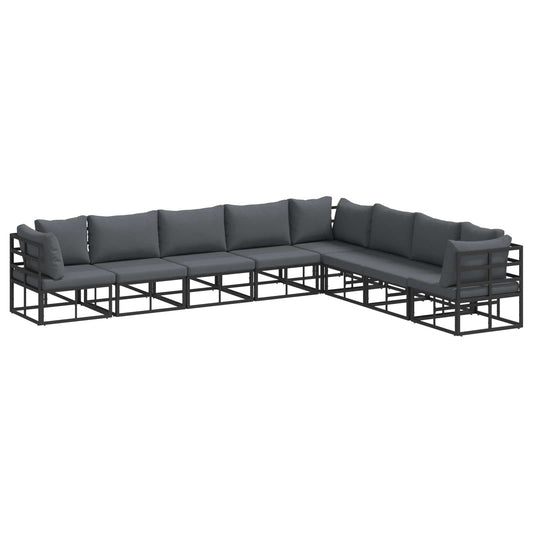Garden Sofa Set with Cushion 8 pcs Black Aluminium Garden Sofa Set with Cushion 8 pcs Black Aluminium