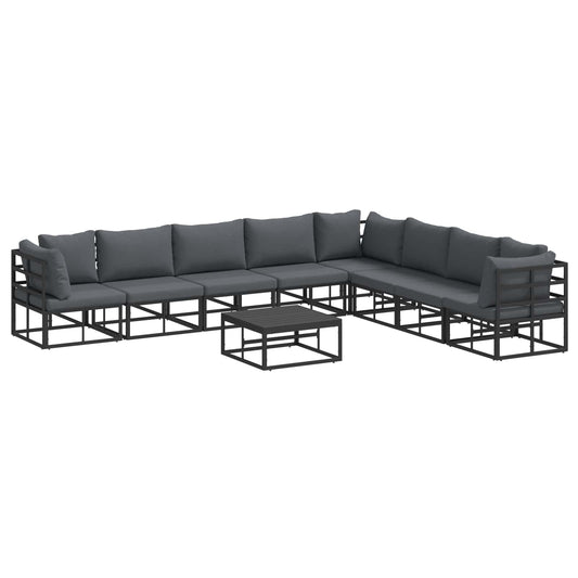 Garden Sofa Set with Cushion 9 pcs Black Aluminium Garden Sofa Set with Cushion 9 pcs Black Aluminium