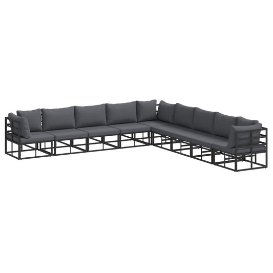 Garden Sofa Set with Cushion 9 pcs Black Aluminium Garden Sofa Set with Cushion 9 pcs Black Aluminium