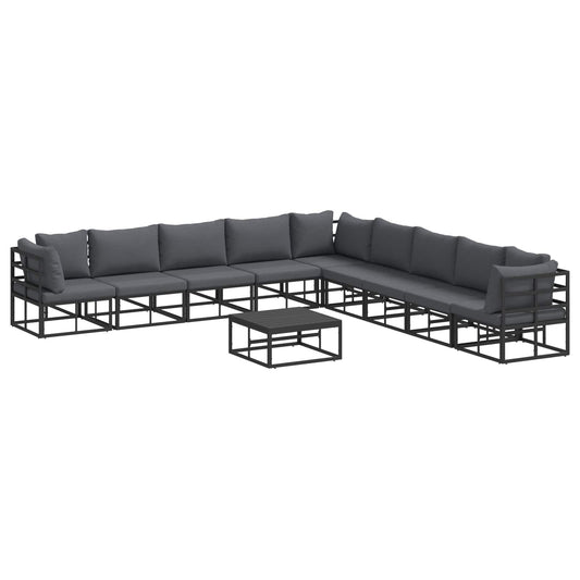 Garden Sofa Set with Cushion 10 pcs Black Aluminium Garden Sofa Set with Cushion 10 pcs Black Aluminium