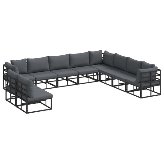 Garden Sofa Set with Cushion 10 pcs Black Aluminium Garden Sofa Set with Cushion 10 pcs Black Aluminium