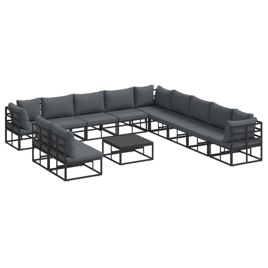Garden Sofa Set with Cushion 12 pcs Black Aluminium Garden Sofa Set with Cushion 12 pcs Black Aluminium