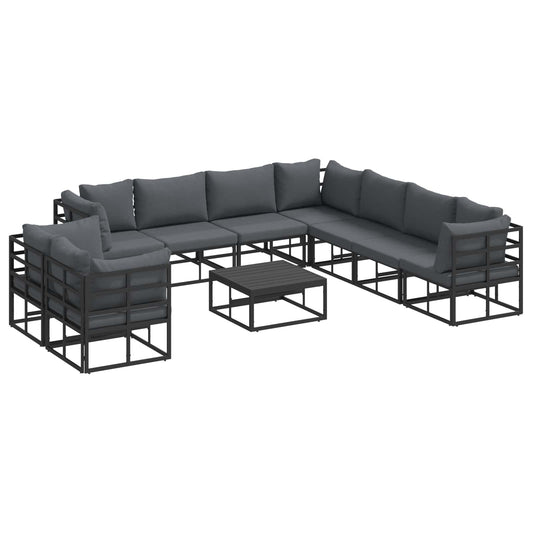 Garden Sofa Set with Cushion 10 pcs Black Aluminium Garden Sofa Set with Cushion 10 pcs Black Aluminium
