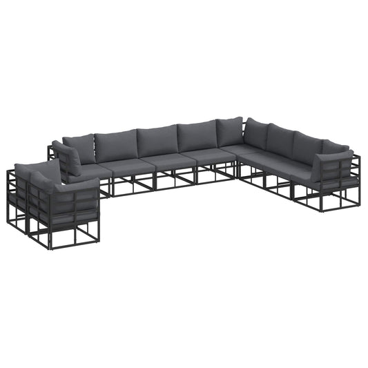 Garden Sofa Set with Cushion 10 pcs Black Aluminium Garden Sofa Set with Cushion 10 pcs Black Aluminium